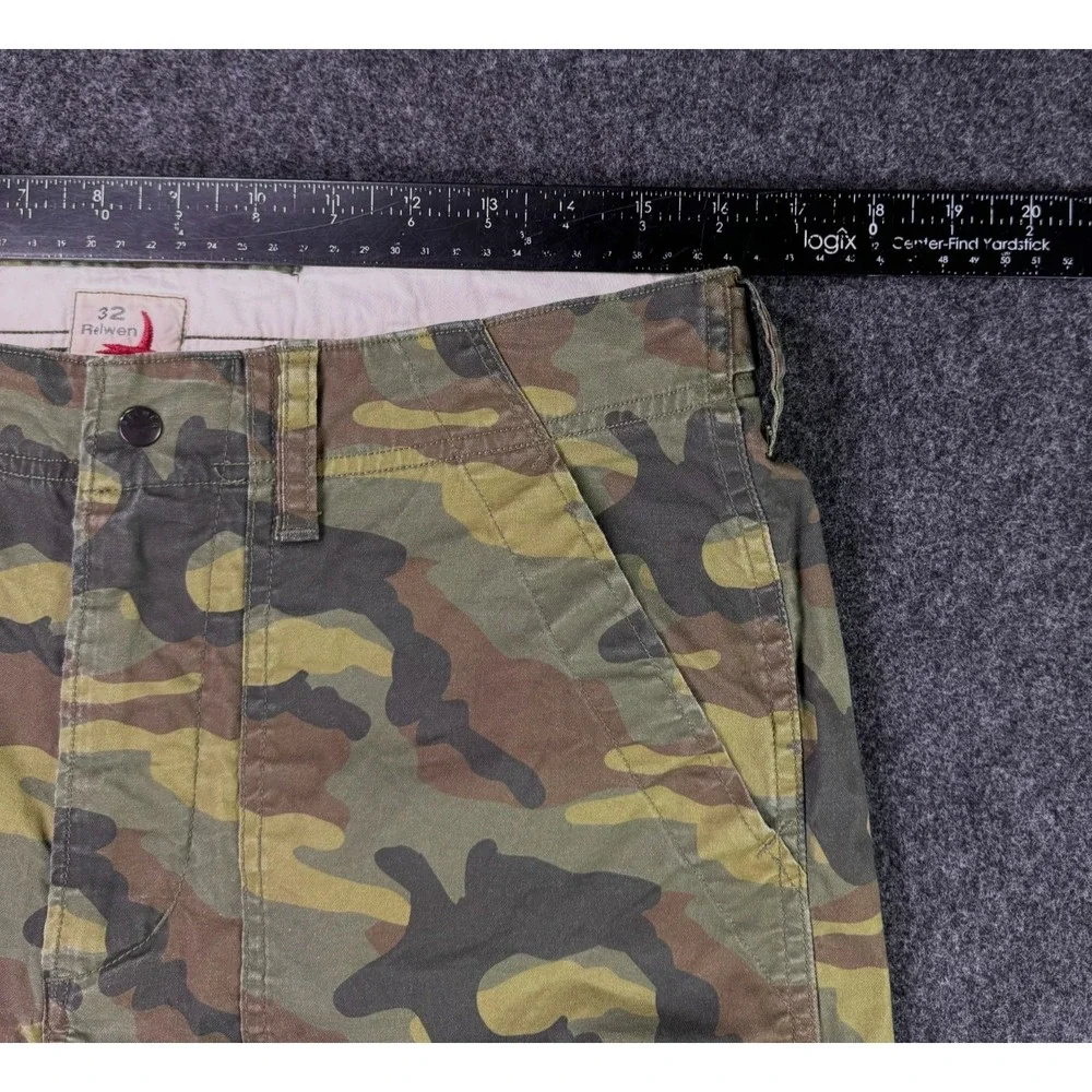 Relwen Green Brown Camo Flyweight Flex Chino Shorts Mens 32x8
